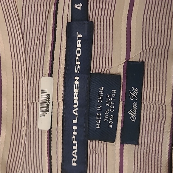Womens Ralph Lauren Silk Stripe Buttom Up Blouse Slim Fit Size 4 - Picture 7 of 8